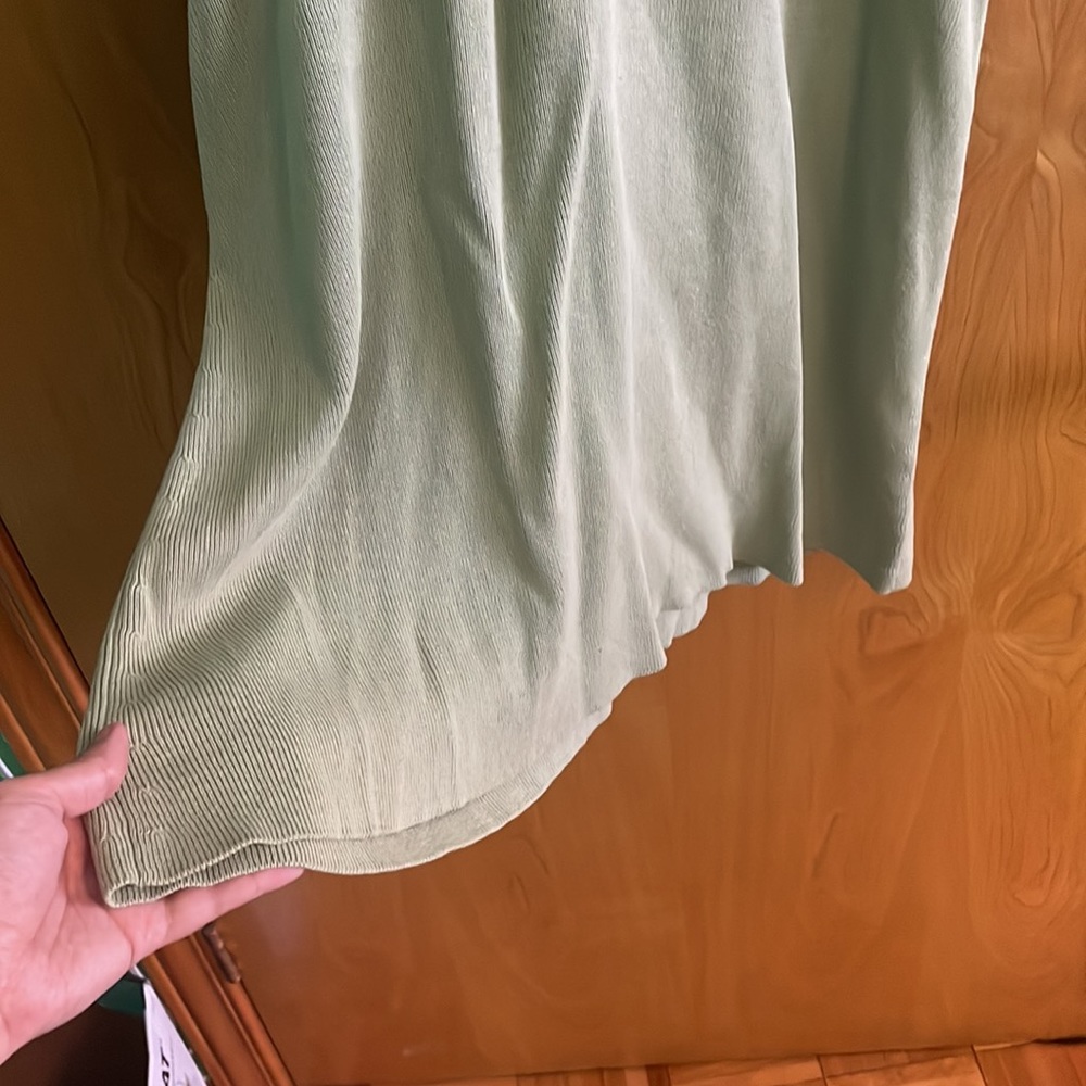 Climax | sleeveless knit rib dress cotton blend sage green | size M - Picture 6 of 7